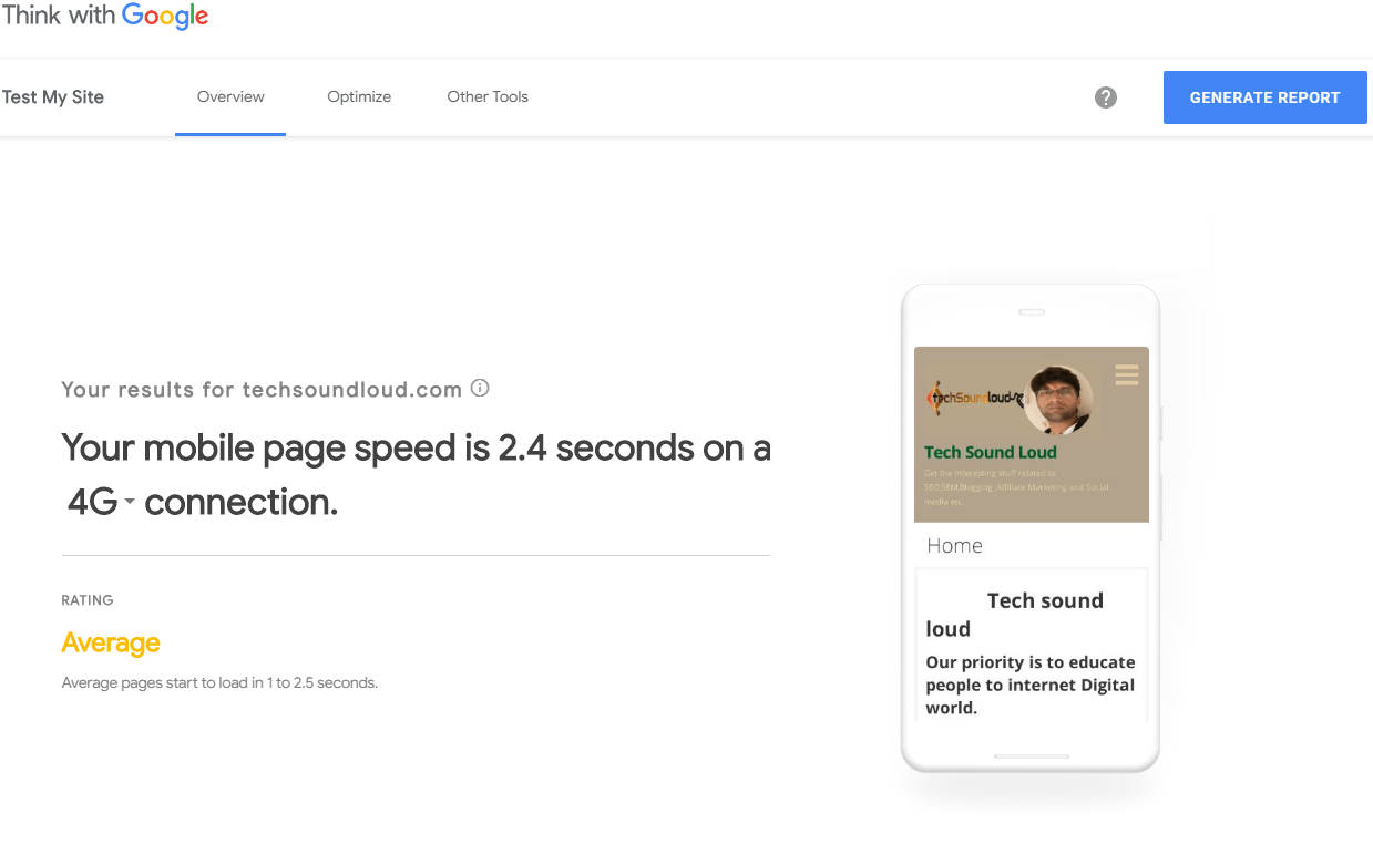 google website speed test