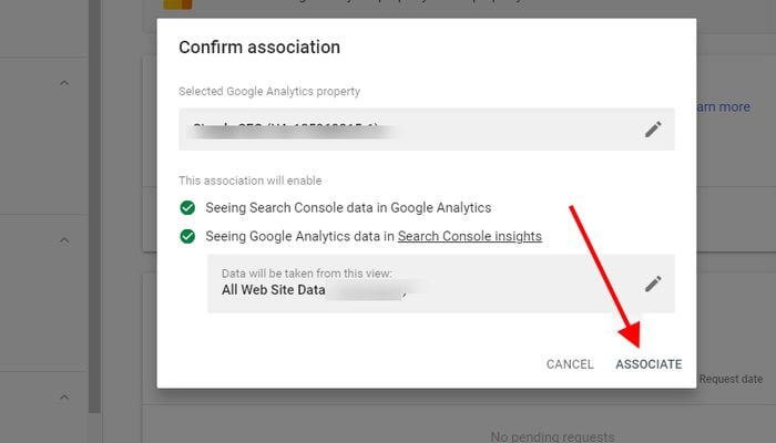 Associate google analytic account with google search console